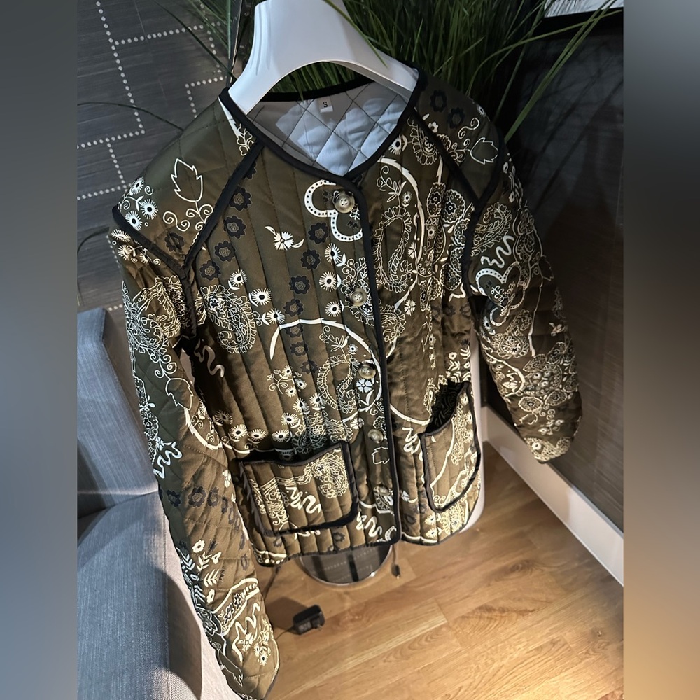 Olive Patterned Women's Jacket - image 8